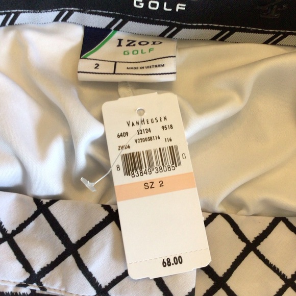 IZOD Women's Black & White Check Print Golf Swing Flex Skort with Pockets Size 2 - Picture 6 of 8